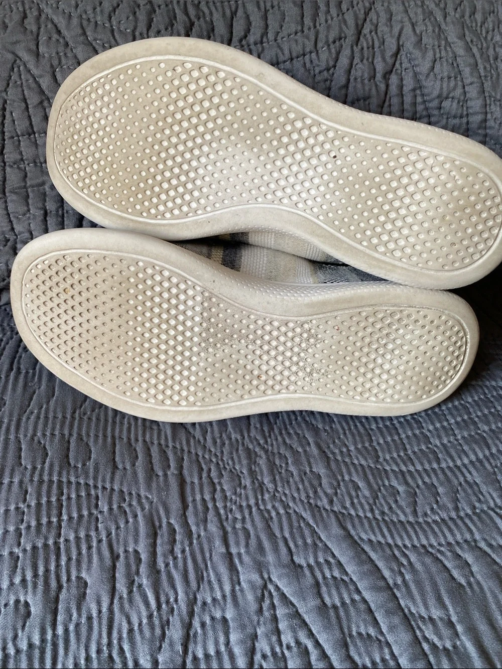 Skechers BOBS Beige Striped Canvas Slip-On Sneakers